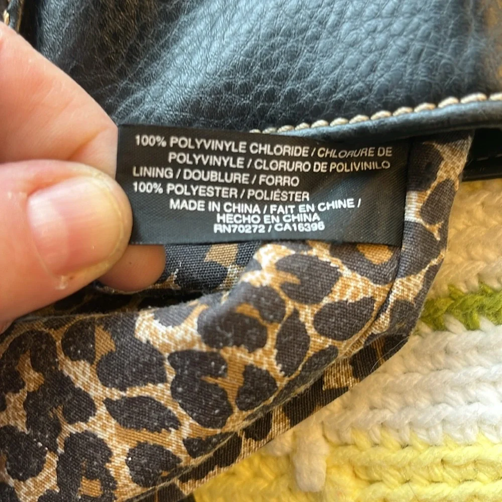 Black Liz Claiborne‎ Vegan Tote Satchel White Stitching Detail